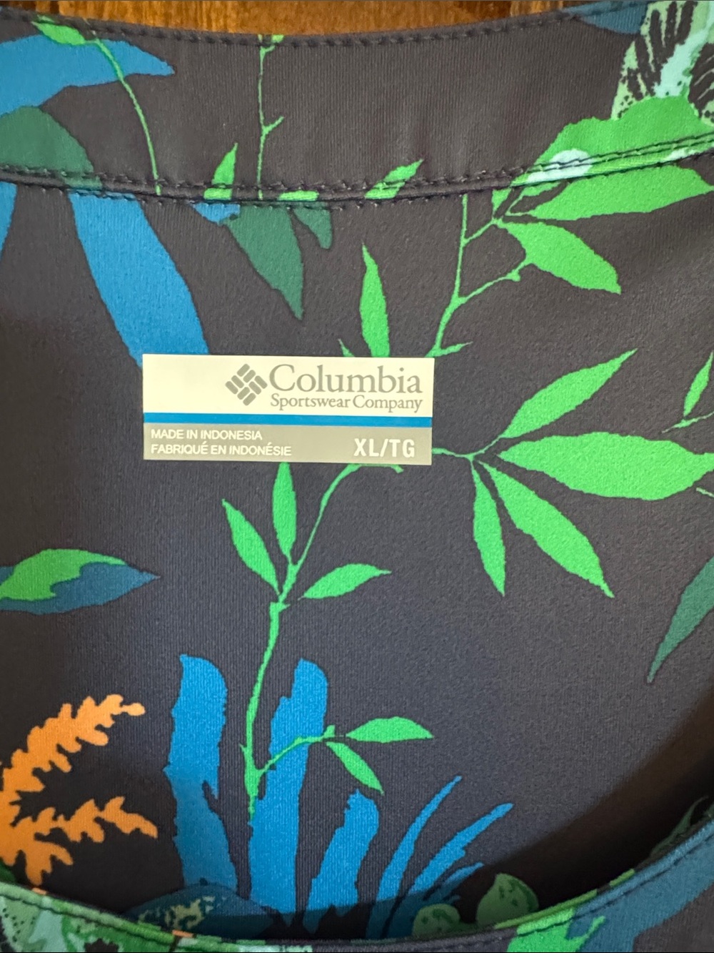 Columbia Navy Blue Tropical Floral Midi Dress - Picture 2 of 3